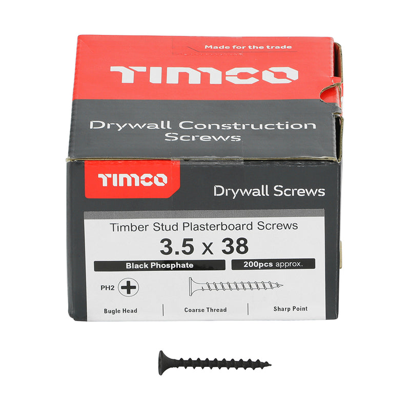 Acoustic Panel Black Screws 3.5 x 38mm (200 per box) - Dynamite Hardware