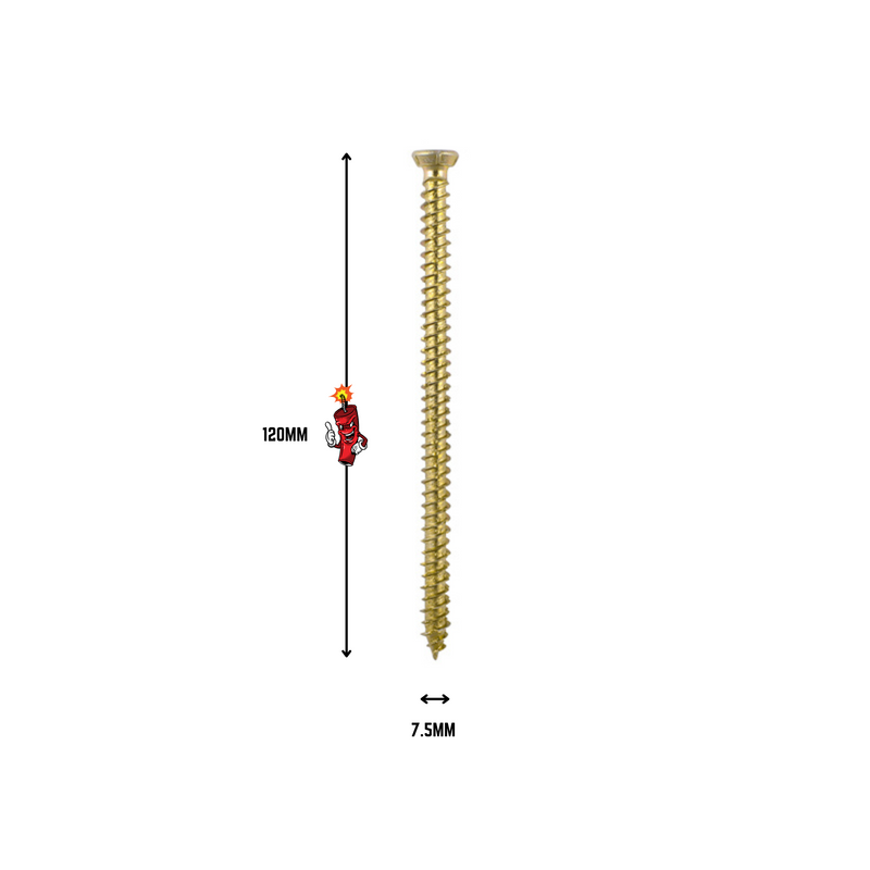 Multi-Fix Concrete Screw 7.5 x 120 (100 PER BOX) - Dynamite Hardware