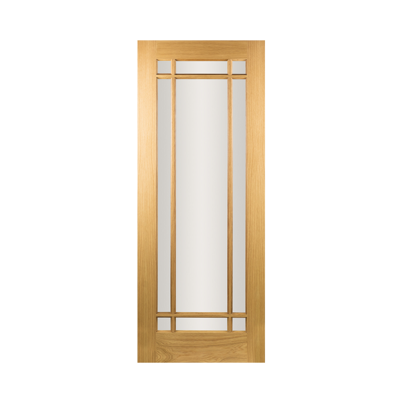 SEADEC Arizona Oak 9 Panel Clear Bevel Glass (44MM) - DOOR Dynamite Hardware