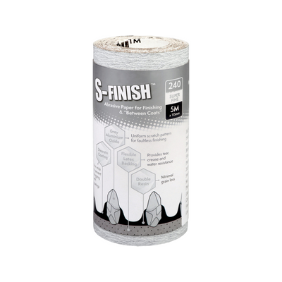 Axus Decor - S Finish Abrasive Paper for Finishing & Between Coats, Grey Series (Grit 240) 5m x 115mm