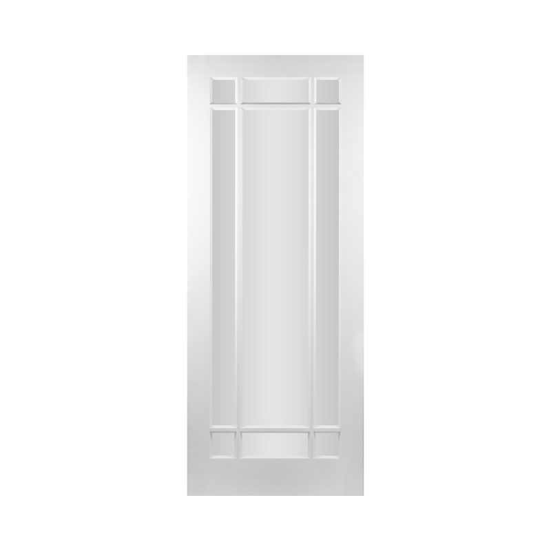 SEADEC Arizona White 9 Panel Pre-Glazed Flat Clear Glass White Primed (42MM) - DOOR Dynamite Hardware