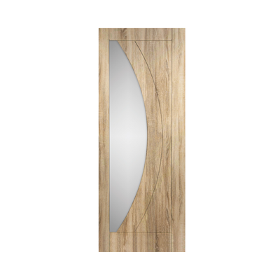 SEADEC Boston Oak Lismore Grooved Curved Frosted Glass Oak (44MM) - DOOR Dynamite Hardware