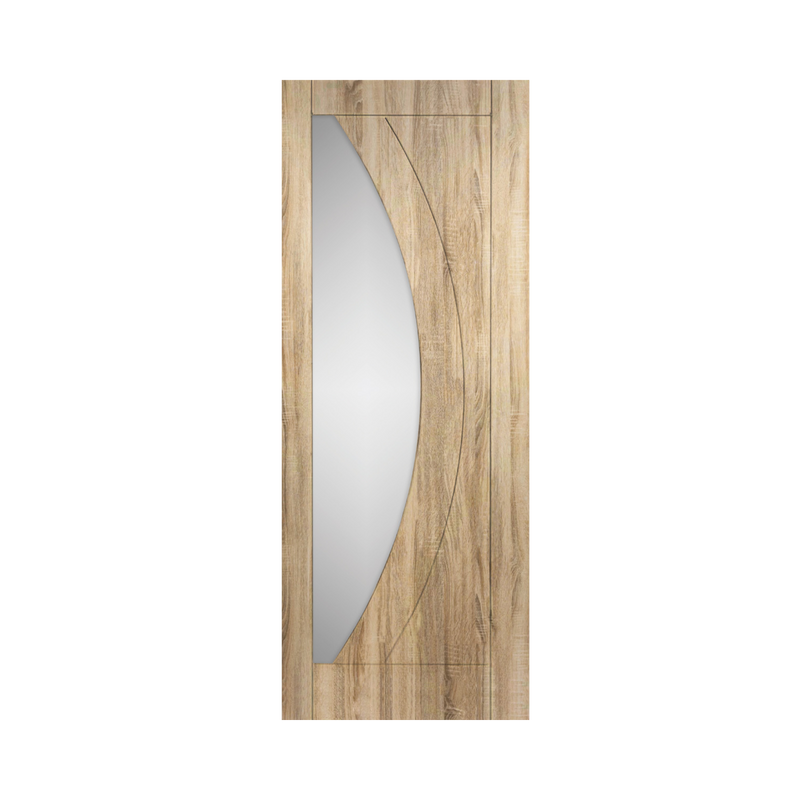 SEADEC Boston Oak Lismore Grooved Curved Frosted Glass Oak (44MM) - DOOR Dynamite Hardware