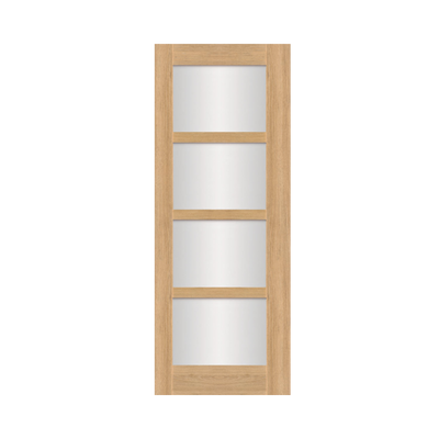 SEADEC Columbus Natural Oak 4 Panel Shaker Frosted Glass Oak(44MM) - DOOR Dynamite Hardware