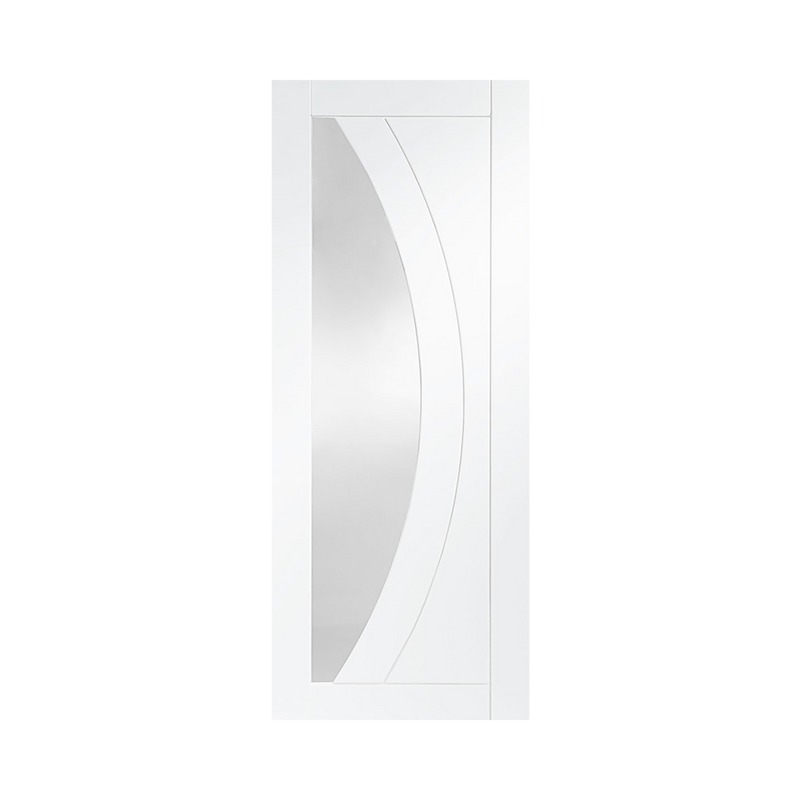 SEADEC Lismore Grooved Curved Frosted Printed Glass White Primed (42MM) - DOOR Dynamite Hardware