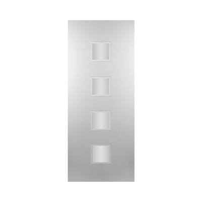 SEADEC Maryland 4 Squares Clear Glass White Primed Design Glass (44MM) - DOOR Dynamite Hardware