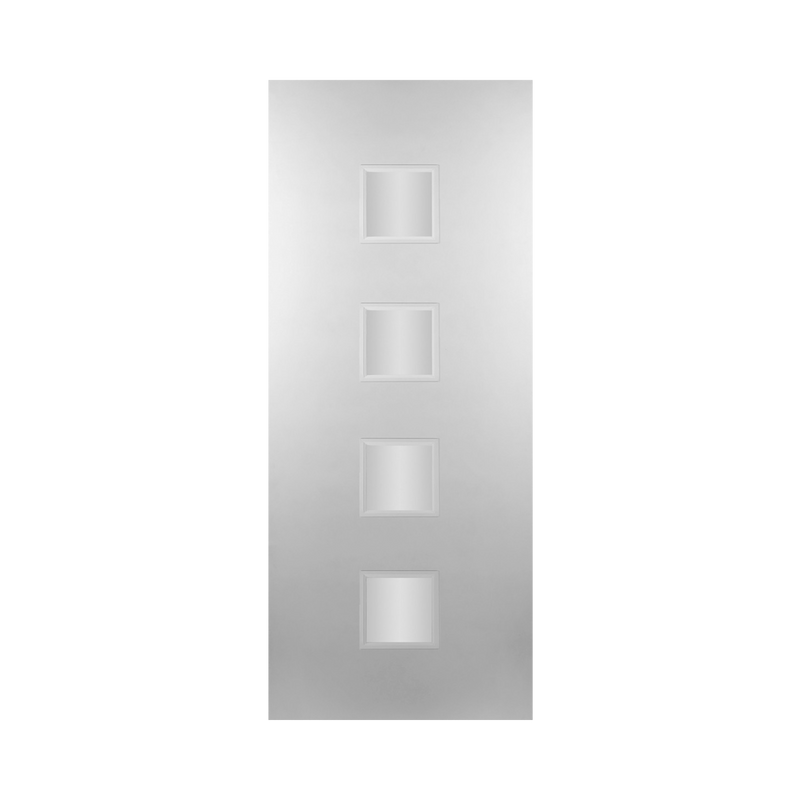 SEADEC Maryland 4 Squares Clear Glass White Primed Design Glass (44MM) - DOOR Dynamite Hardware