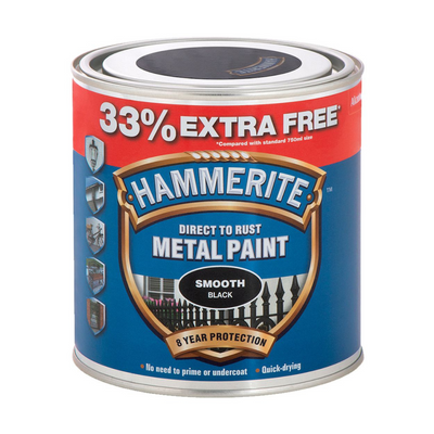 HAMMERITE METAL PAINT SMOOTH BLACK 33% FREE 1L - Dynamite Hardware