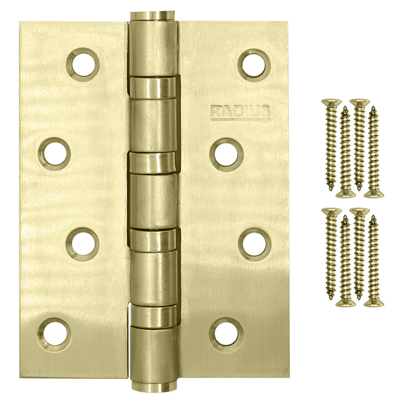 Radius Brass 4in Ball Bearing Hinges (Pair) - Hinge Dynamite Hardware